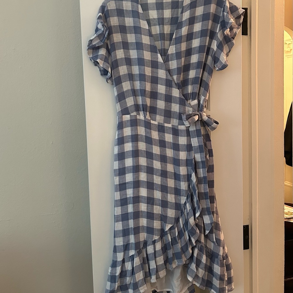 Rails Brigitte Belted Wrap Dress in Periwinkle & White Check Size XS - Picture 16 of 16